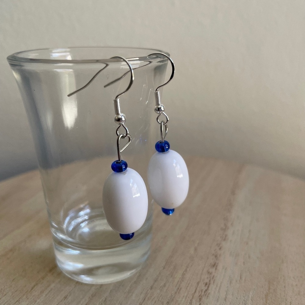 Blue‎ Ivory Beaded Earrings